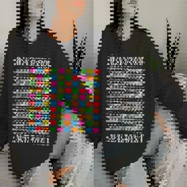 Heart Love 100 Days Ofchool Teacher Boy Girl レディーススウェットシャツ 彼女への贈り物