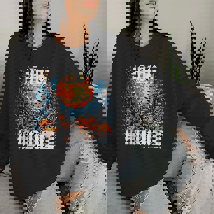 Herr Dame Kind Girl ロックンロール スプラッチ ヘビーメタル ハロウィン レディーススウェットシャツ 彼女への贈り物