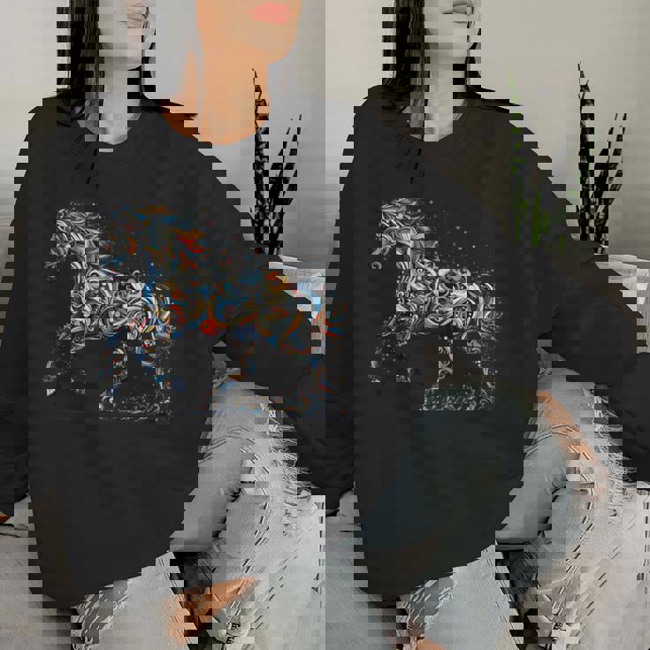 Horse Lover Majestic Horse 馬のグラフィック デザイン 長袖tシャツ レディーススウェットシャツ 彼女への贈り物