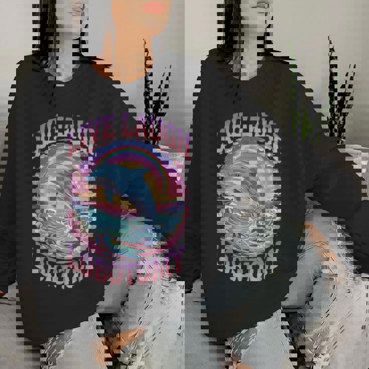Live Laugh Lobotomy Dolphin Groovy レディーススウェットシャツ 彼女への贈り物
