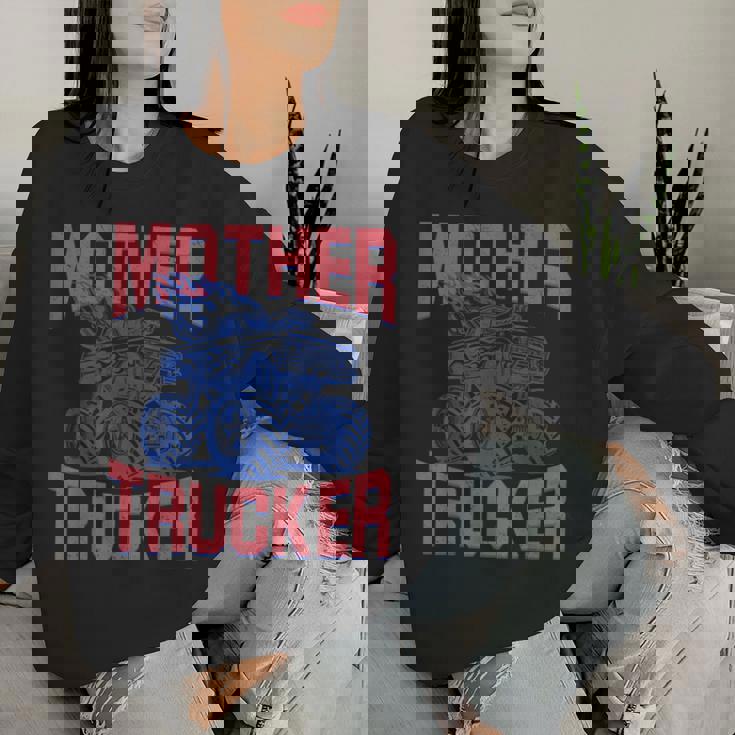 Mother Trucker Mom Of Boys Monster Truck Mom Mama Racing Women Sweatshirt Gifts for Her Mother Trucker Mom Of Boys Monster Truck Mom Mama Racing Women Sweatshirt Gifts for Her