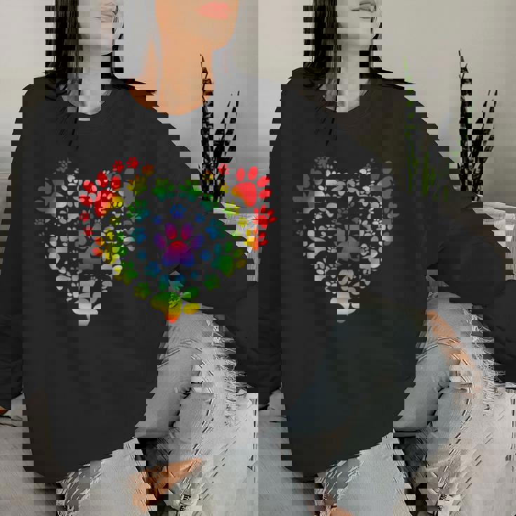 Rainbow Lgbt 猫愛好家 犬 恋人 猫 母 犬 パパ バレンタイン レディーススウェットシャツ 彼女への贈り物