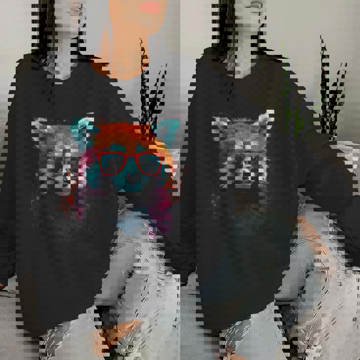 Red Panda サングラスアートワーク レディーススウェットシャツ 彼女への贈り物