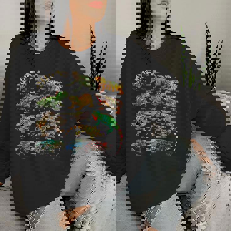 トカゲイグアナ クールな爬虫類タイプ – 男性、女性、男の子、女の子。 レディーススウェットシャツ 彼女への贈り物