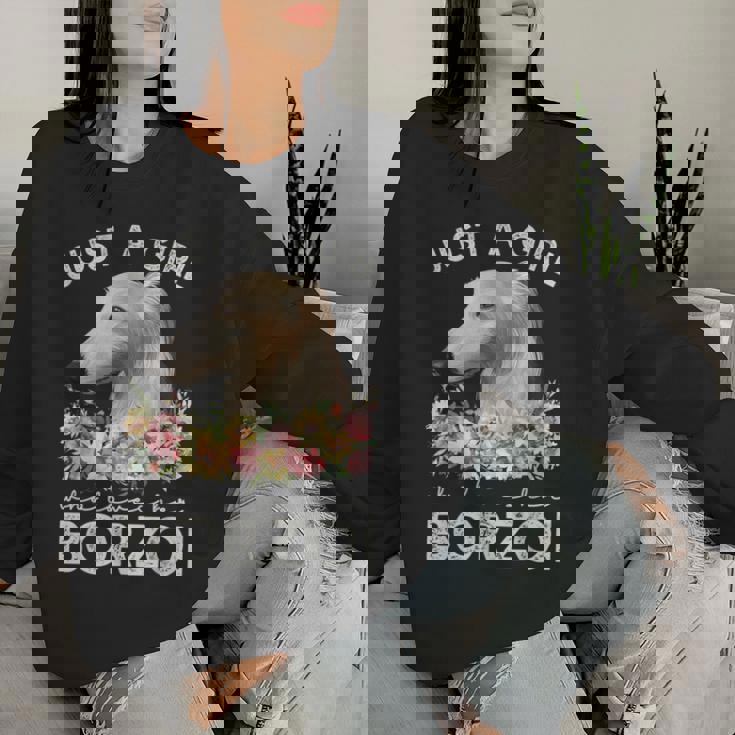 ボルゾイシャツ犬ギフト彼女を愛する女の子だけボルゾイ レディーススウェットシャツ 彼女への贈り物