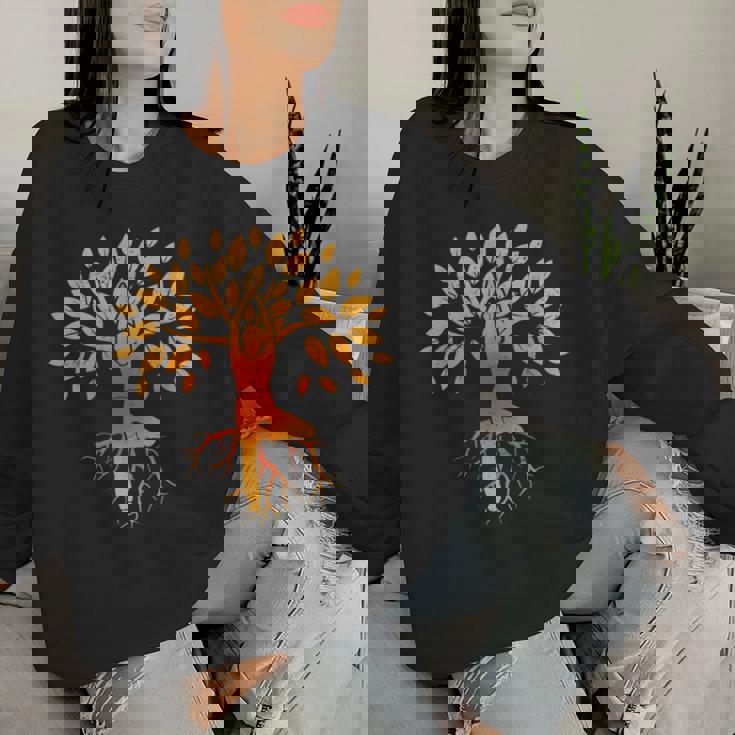 ヨガツリー 女性 男性 瞑想 レディーススウェットシャツ 彼女への贈り物