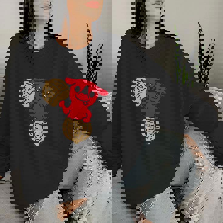 千葉県ご当地キャラと落花生 長袖tシャツ レディーススウェットシャツ 彼女への贈り物