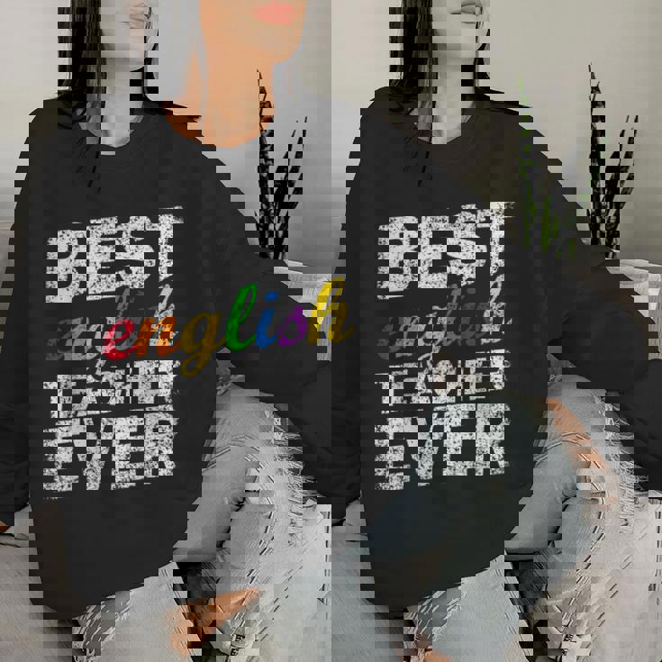 最高の英語教師 文法 クラス 男性 女性 教員 英語教師 レディーススウェットシャツ 彼女への贈り物