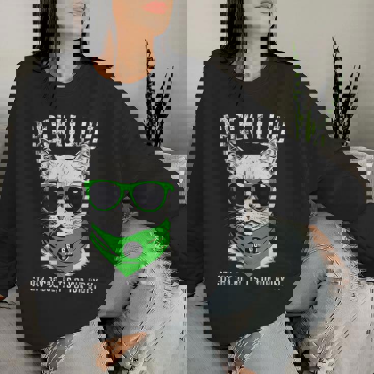 緑寿祝い ねこ サングラス 父 男性 女性 母 猫好き 緑寿 お祝い 66歳 おもしろ おもろい かっこいい レディーススウェットシャツ 彼女への贈り物