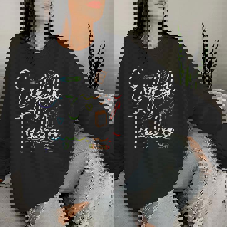 英語教師 文法 クラス 男性 女性 教員 英語教師 レディーススウェットシャツ 彼女への贈り物