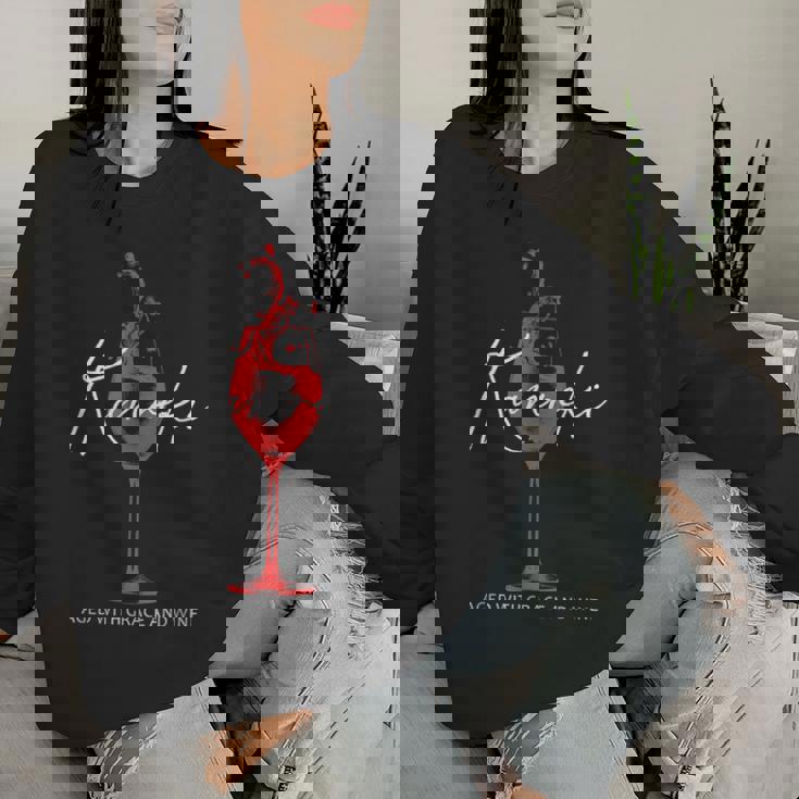 還暦祝い ワイン好き 酒好き 父 母 男性 女性 60歳お祝い Aged With Grace And Wine レディーススウェットシャツ 彼女への贈り物