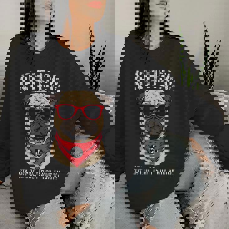 還暦祝い 犬 パグ サングラス 父 男性 女性 母 犬好き 還暦 お祝い 60歳 おもしろ おもろい レディーススウェットシャツ 彼女への贈り物