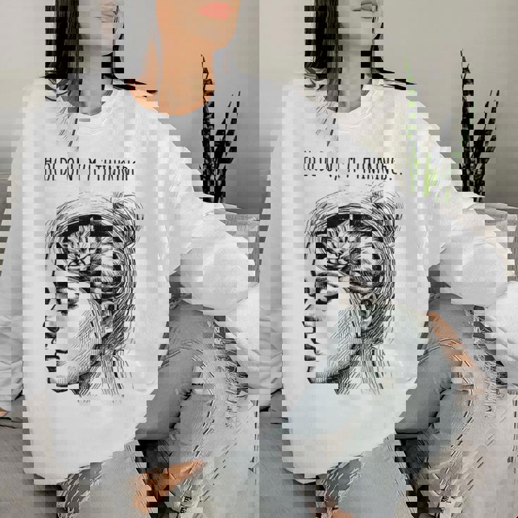 Cat Brain Girl Meme Graphic Women Sweatshirt Gifts for Her