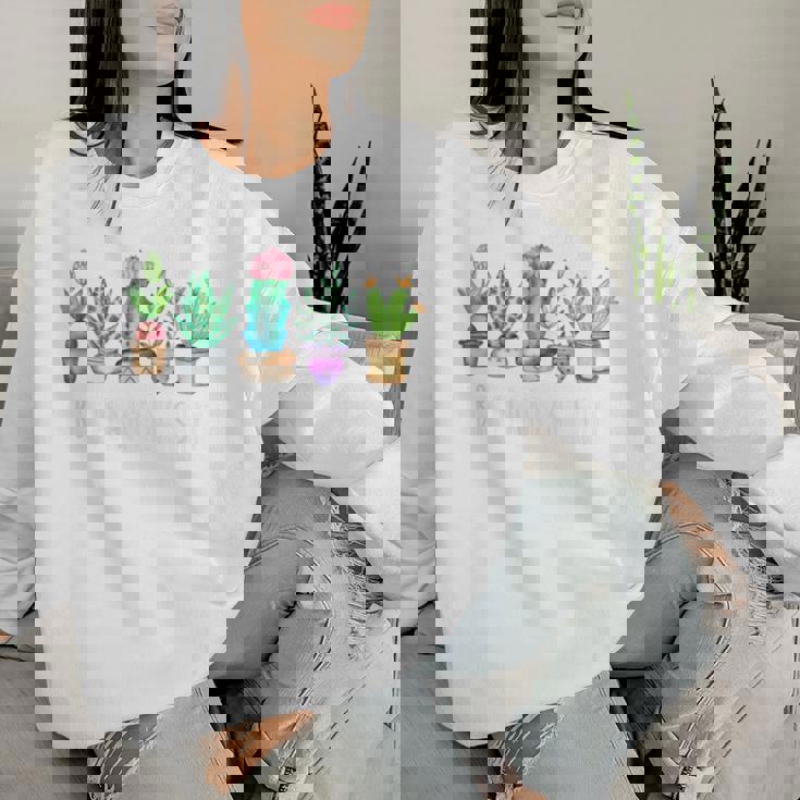 I Be Plantin'hit サボテン 多肉植物 面白い植物 ガーデン レディーススウェットシャツ 彼女への贈り物