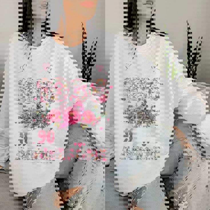 オンバック 90歳 1936年3月 花柄 90歳の誕生日 レディーススウェットシャツ 彼女への贈り物