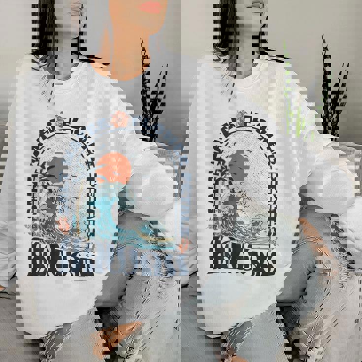 ソルトウォーターフラワー 花びら ハワイ 夏のビーチ愛好家 バック レディーススウェットシャツ 彼女への贈り物