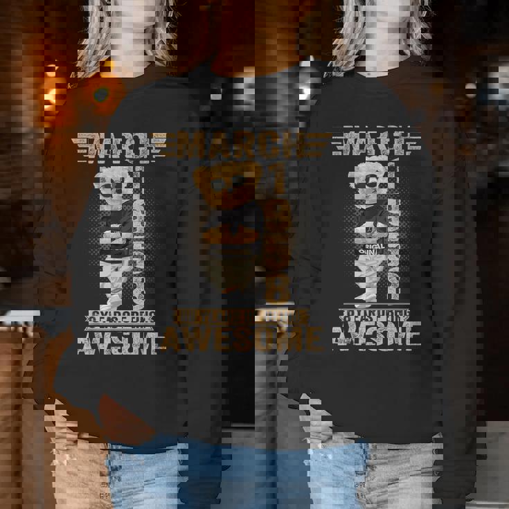 3月 68歳の誕生日 男性 女性 1958年 素晴らしいテディベア レディーススウェットシャツ 面白い贈り物