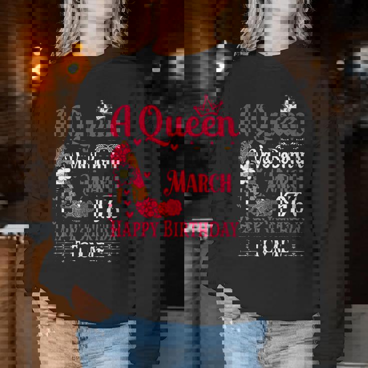 49歳の誕生日 ハイヒール A Queen Was Born In 3月 1976 レディーススウェットシャツ 面白い贈り物