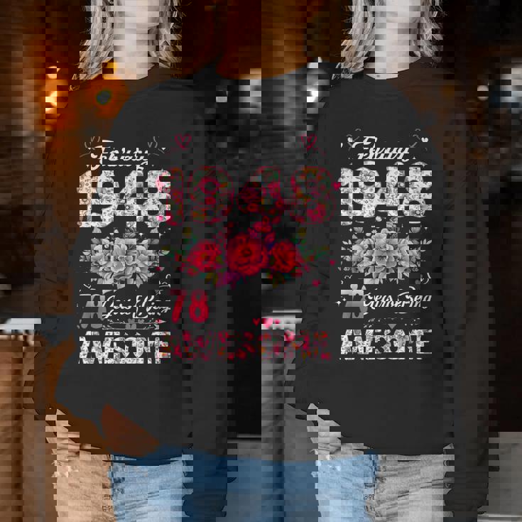 78歳 1948年2月 花柄 78歳 誕生日 男性 女性 レディーススウェットシャツ 面白い贈り物