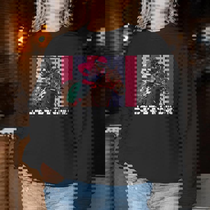 Forever Young Horse、競馬、デルマール、サンタアニタ レディーススウェットシャツ 面白い贈り物