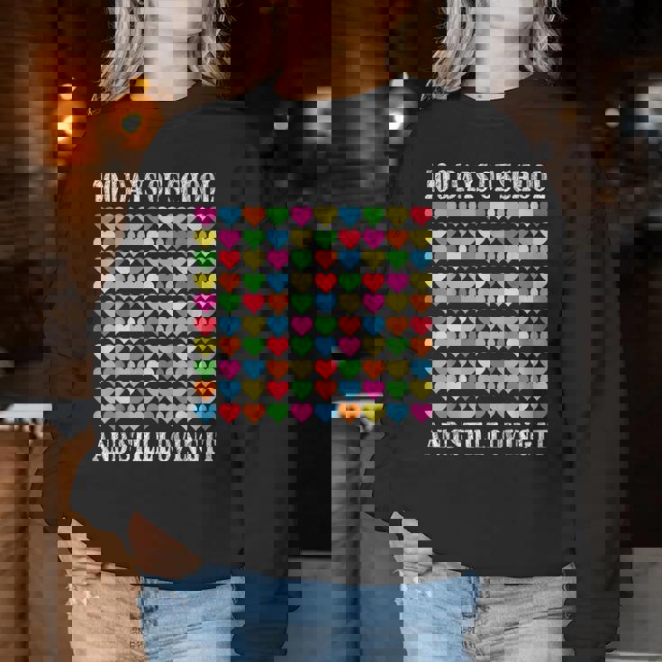 Heart Love 100 Days Ofchool Teacher Boy Girl レディーススウェットシャツ 面白い贈り物