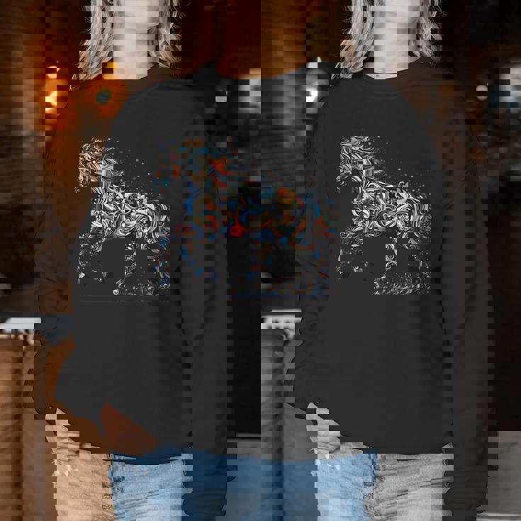 Horse Lover Majestic Horse 馬のグラフィック デザイン 長袖tシャツ レディーススウェットシャツ 面白い贈り物