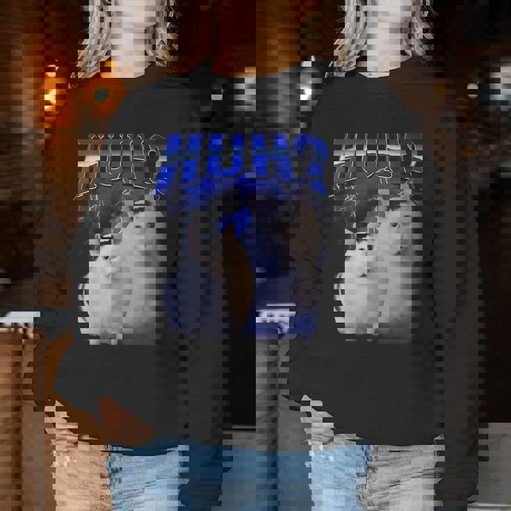 Huh ファニーダンクキャットミーム 女性&男性向け ヒンジなし グーフィーキャット レディーススウェットシャツ 面白い贈り物