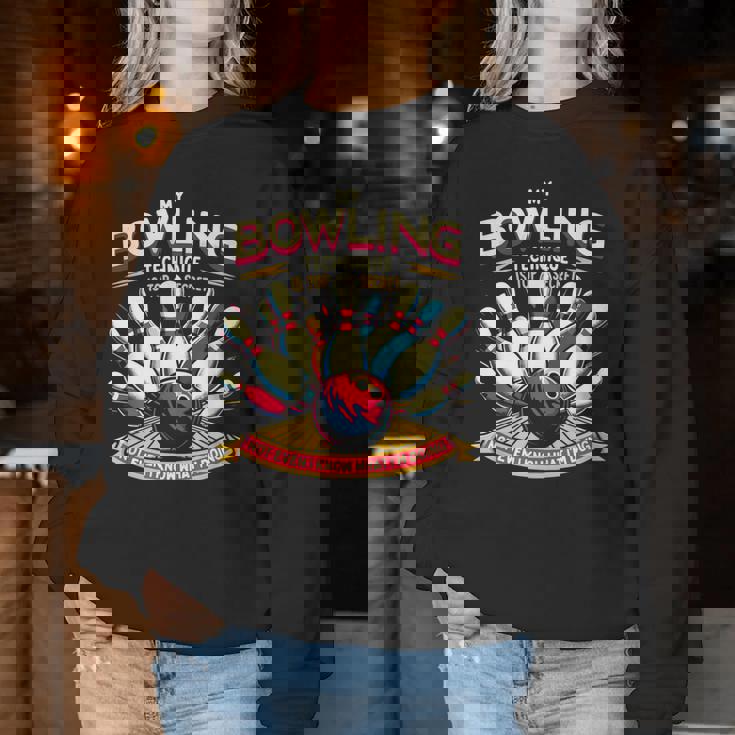 My Bowling Technique Isecret 面白いボウラーボウリング レディーススウェットシャツ 面白い贈り物