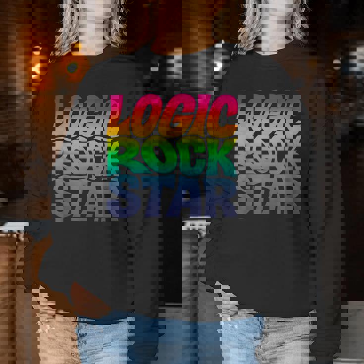 Rainbow Gradient Typography レディーススウェットシャツ 面白い贈り物