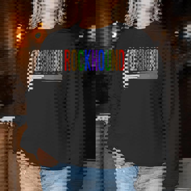 Rainbow Rockhound ロックピック 地質学ハンマー ロックハウンディング レディーススウェットシャツ 面白い贈り物