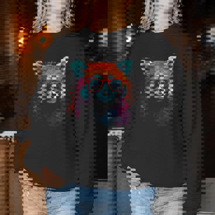 Red Panda サングラスアートワーク レディーススウェットシャツ 面白い贈り物