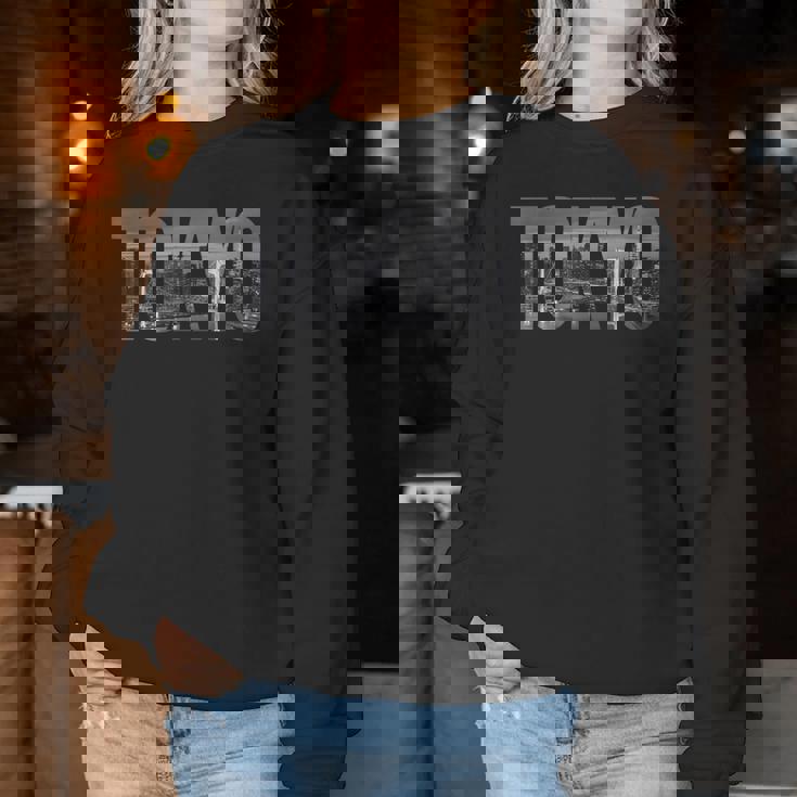 Tokyokyline Rainbow Bridge Tokyo Tower レディーススウェットシャツ 面白い贈り物