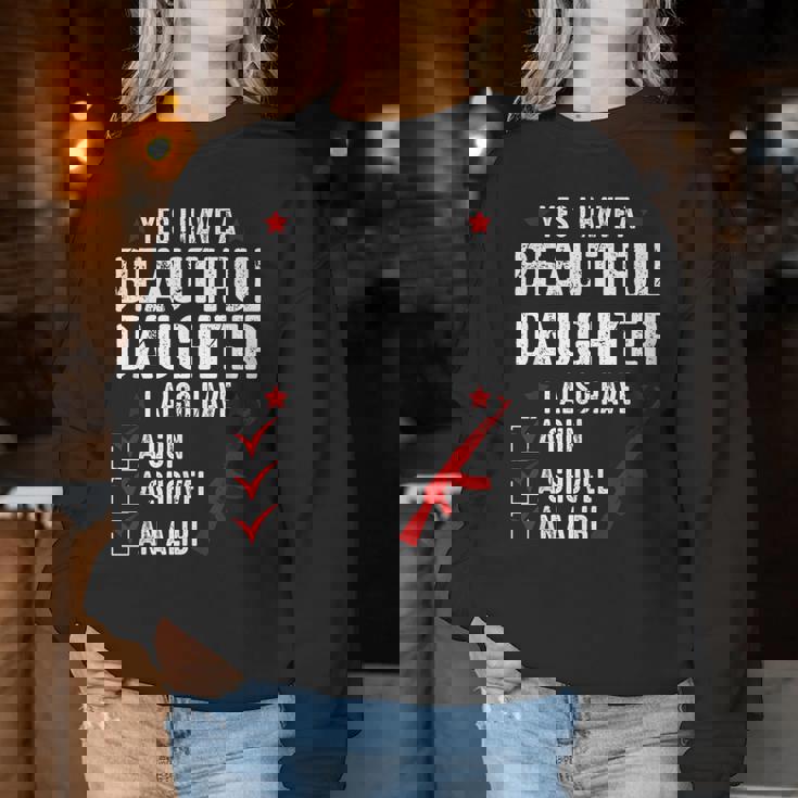 メンズ Yes I Have A Beautiful Daughters I Also Havearcastic レディーススウェットシャツ 面白い贈り物