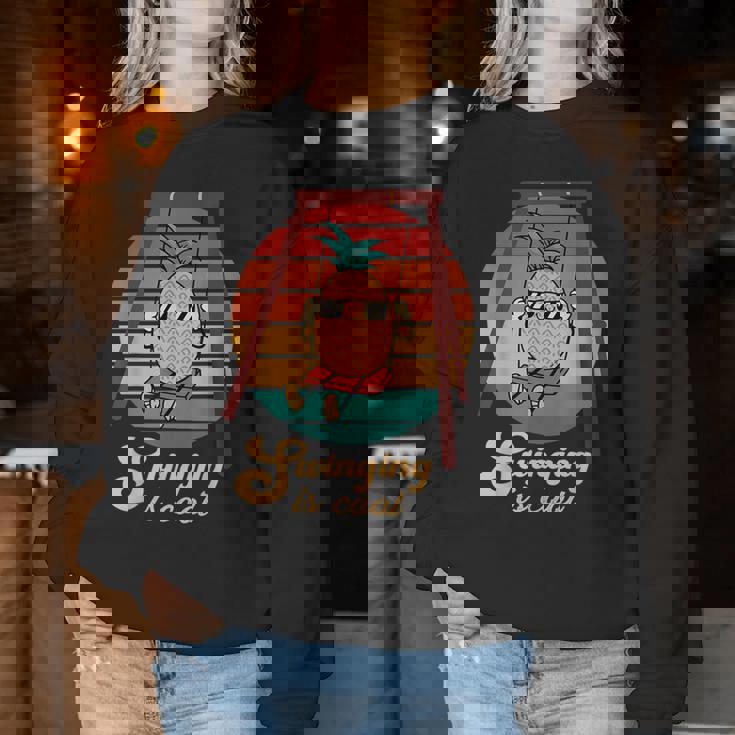 スイング パイナップル スイング クール 面白い フルーツ 男性 女性 子供 Pineapple レディーススウェットシャツ 面白い贈り物