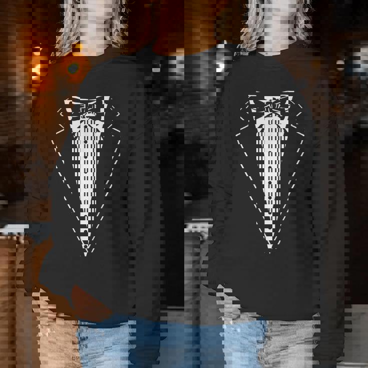 スーツ、プリント、蝶ネクタイ、タキシード、ベスト、男性子供女性 レディーススウェットシャツ 面白い贈り物