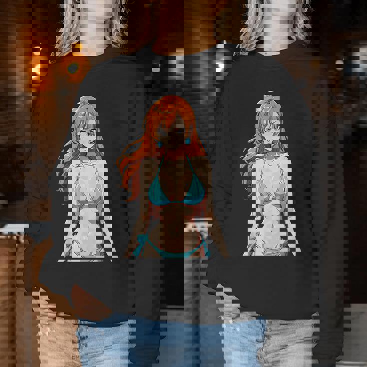 セクシー ワイフ ビーチ アニメ 女の子 日本語 レディーススウェットシャツ 面白い贈り物