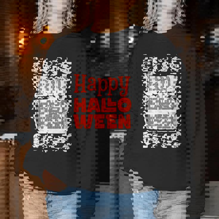 ハッピーハロウィン 子供 大人 男性 女性 キュート ビンテージ レディーススウェットシャツ 面白い贈り物