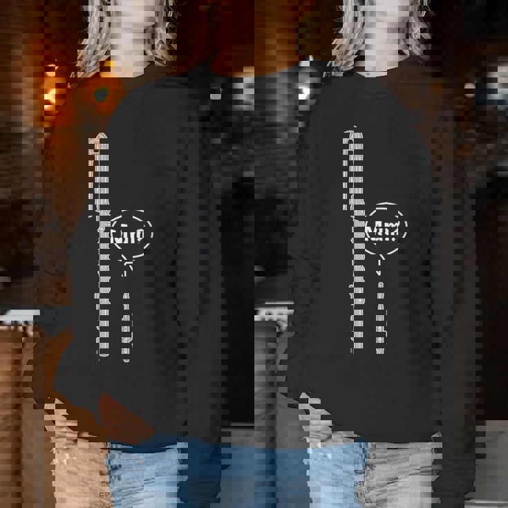 バスフルートとピッコロフルートのミーム 面白いフルートママ Flute Mum Humour レディーススウェットシャツ 面白い贈り物