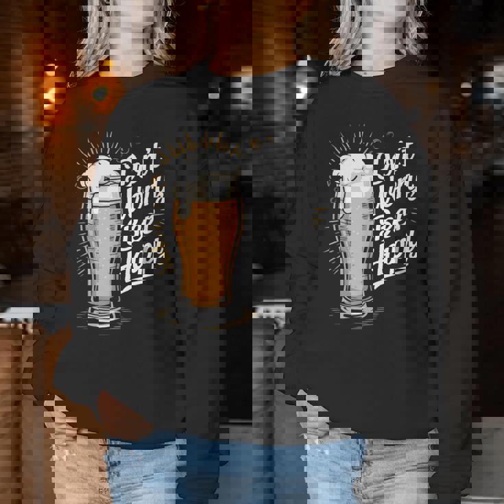 ビール ハッピー ビール好き Don't Worry Beer Happy Beer Drinker レディーススウェットシャツ 面白い贈り物