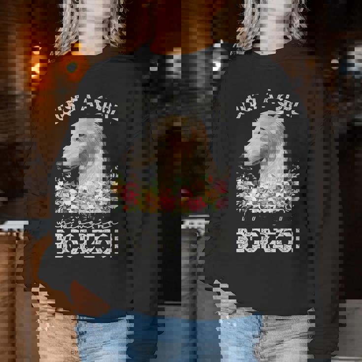 ボルゾイシャツ犬ギフト彼女を愛する女の子だけボルゾイ レディーススウェットシャツ 面白い贈り物