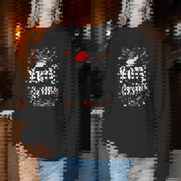 メリークリスマスライト サンタハット クリスマス ファミリー 男性 女性 キッズ レディーススウェットシャツ 面白い贈り物