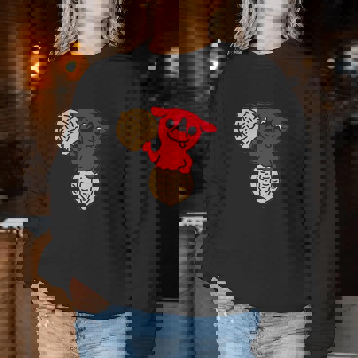 千葉県ご当地キャラと落花生 長袖tシャツ レディーススウェットシャツ 面白い贈り物