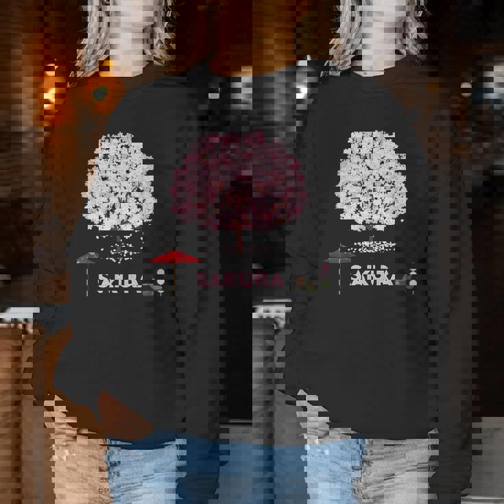 和 桜 シャツ ピンク 桜 花 木 花見 レディーススウェットシャツ 面白い贈り物