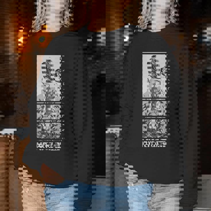 変態 触手 ラブ アニメ 女の子 和袖 Waifu レディーススウェットシャツ 面白い贈り物