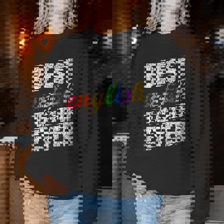 最高の英語教師 文法 クラス 男性 女性 教員 英語教師 レディーススウェットシャツ 面白い贈り物