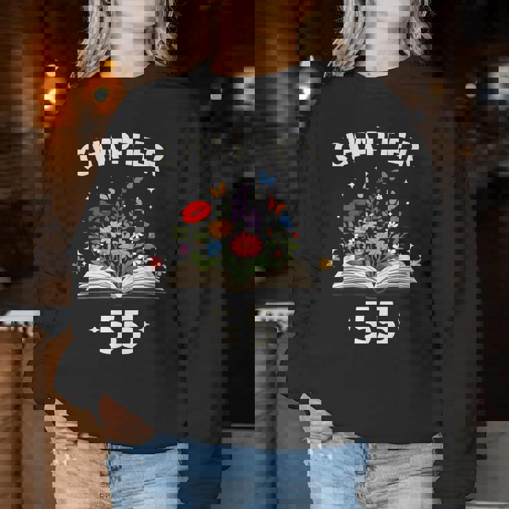 第55章 55歳 誕生日 お祝い 花本 レディーススウェットシャツ 面白い贈り物