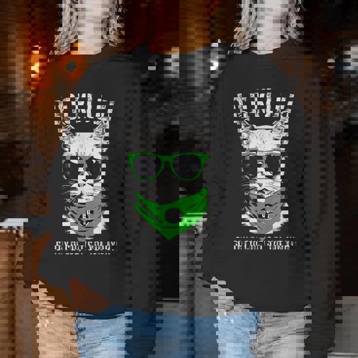 緑寿祝い ねこ サングラス 父 男性 女性 母 猫好き 緑寿 お祝い 66歳 おもしろ おもろい かっこいい レディーススウェットシャツ 面白い贈り物