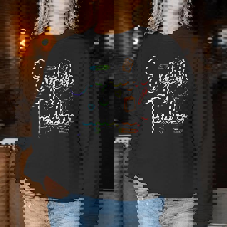 英語教師 文法 クラス 男性 女性 教員 英語教師 レディーススウェットシャツ 面白い贈り物