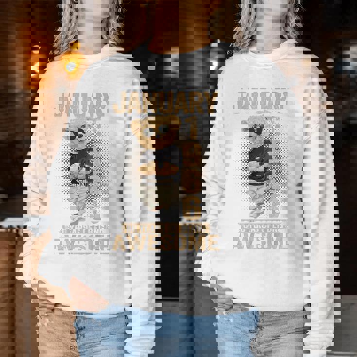 60歳 1966年1月 テディベア 60歳 誕生日 男性 女性 レディーススウェットシャツ 面白い贈り物