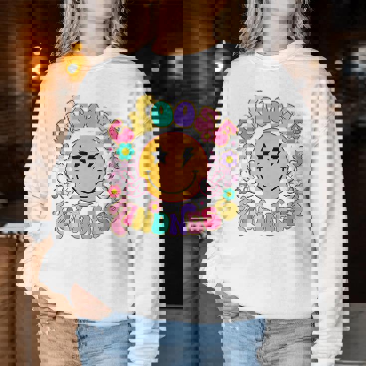 Cute Choose Kindness Groovy Smile Face Inspirational Be Kind Women Sweatshirt Unique Gifts